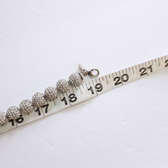 NWOT Cara NY Crystal Pave Beaded Necklace Silver - Picture 14 of 15